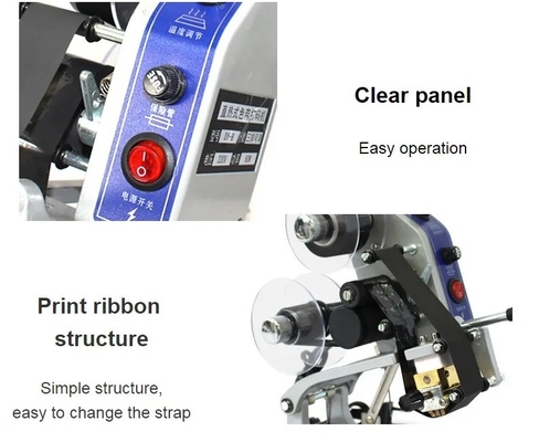 Máquina portátil de codificação de fita de pressão manual para 220V 50/60Hz Voltagem e tamanho de partícula 2 * 4mm