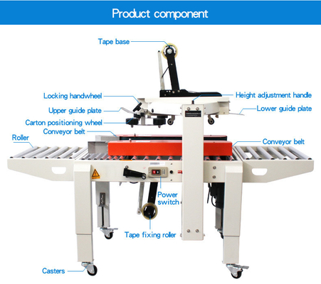 Auto-sealing Tape Conveyor Case Sealer para velocidade de vedação de 0-12 m/min e embalagem