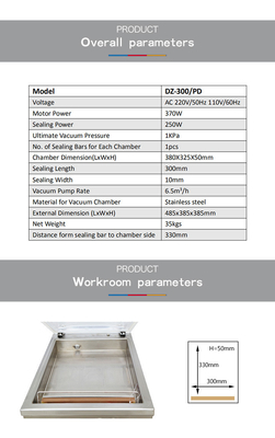 Pressão de vácuo final 1KPa DZ-300 Portátil Automático Industrial Food Sealer de vácuo