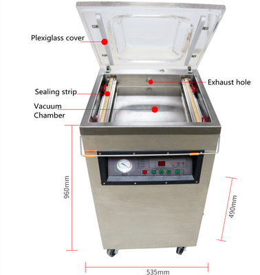 Máquina elétrica de vedação a vácuo para armazenamento de alimentos DZ-500/2E