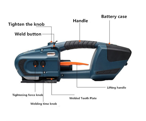 Máquina de embalagem de paletes elétrica com bateria portátil com tempo de soldagem de 2-5s