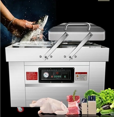 Fecho de embalagem a vácuo eléctrico de câmara dupla para bife de peixe 10 mm Largura de vedação