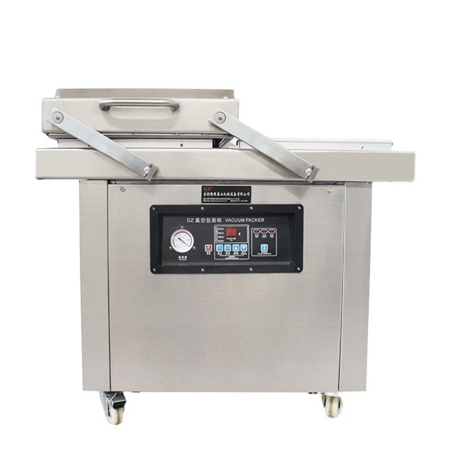 220V/50HZ DZ-400/SA Máquina de embalagem a vácuo de alimentos de câmara dupla plana para carne, arroz e peixe